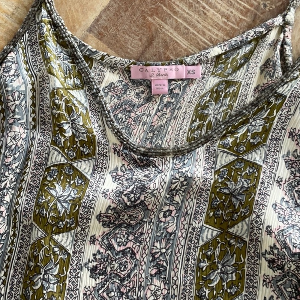 Calypso St. Barth silk cami with beading. XS - Picture 2 of 3